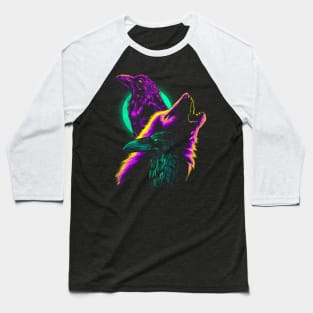 Retro crows with wolf Baseball T-Shirt